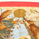 HERMES Carre 90 Scarf ""CHASSE AU BOIS "" Silk Red Auth hk2455-3