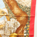 HERMES Carre 90 Scarf ""CHASSE AU BOIS "" Silk Red Auth hk2455-7