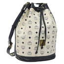 MCM Logogram Vicetos Shoulder Bag PVC Leather White Gold Auth hk2465-1