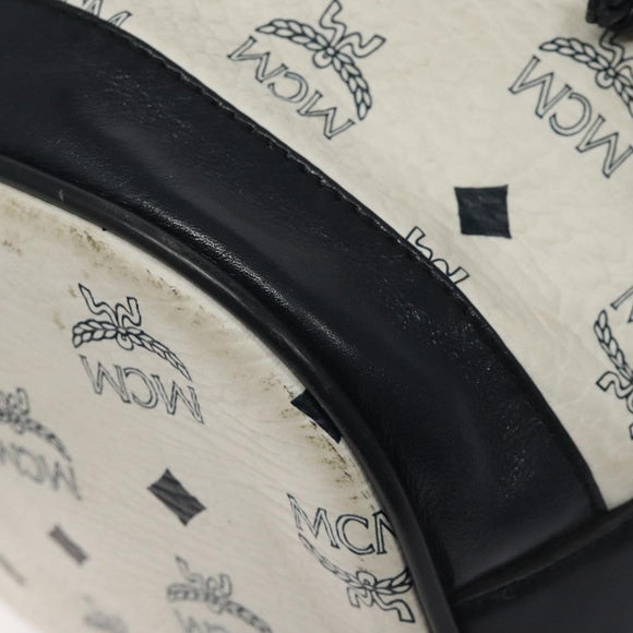 MCM Logogram Vicetos Shoulder Bag PVC Leather White Gold Auth hk2465