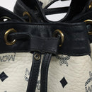 MCM Logogram Vicetos Shoulder Bag PVC Leather White Gold Auth hk2465-10