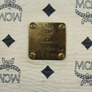 MCM Logogram Vicetos Shoulder Bag PVC Leather White Gold Auth hk2465-12