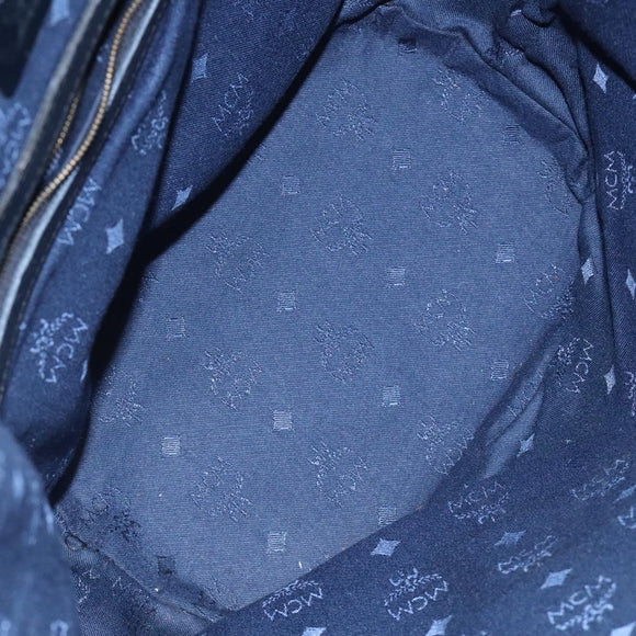 MCM Logogram Vicetos Shoulder Bag PVC Leather White Gold Auth hk2465