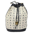 MCM Logogram Vicetos Shoulder Bag PVC Leather White Gold Auth hk2465-13