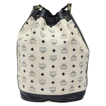 MCM Logogram Vicetos Shoulder Bag PVC Leather White Gold Auth hk2465 - 0