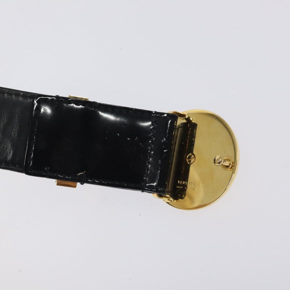 VERSACE Belt Enamel 40.9"" Black Auth hk2466