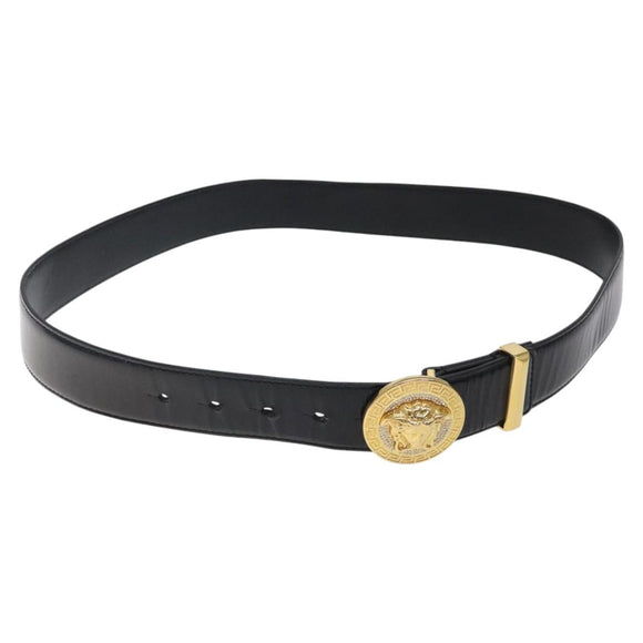 VERSACE Belt Enamel 40.9"" Black Auth hk2466