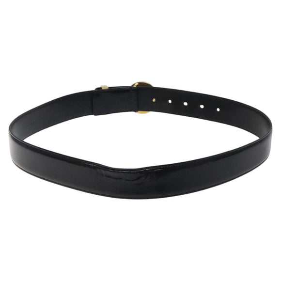 VERSACE Belt Enamel 40.9"" Black Auth hk2466