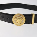 VERSACE Belt Enamel 40.9"" Black Auth hk2466-5