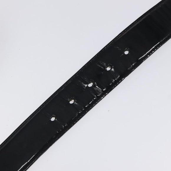 VERSACE Belt Enamel 40.9"" Black Auth hk2466