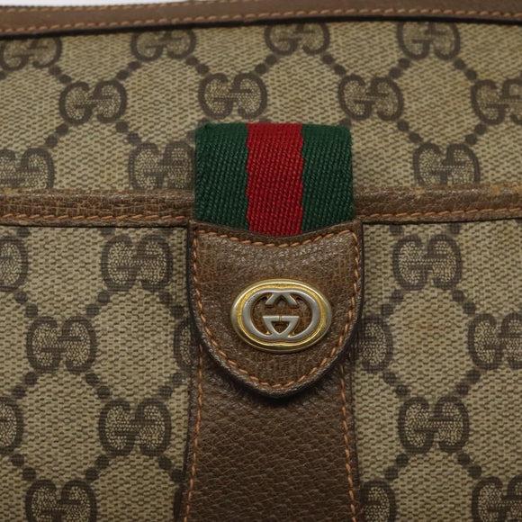 GUCCI GG Supreme Web Sherry Line Bag PVC Beige Gold 89 02 032 Auth hk2475