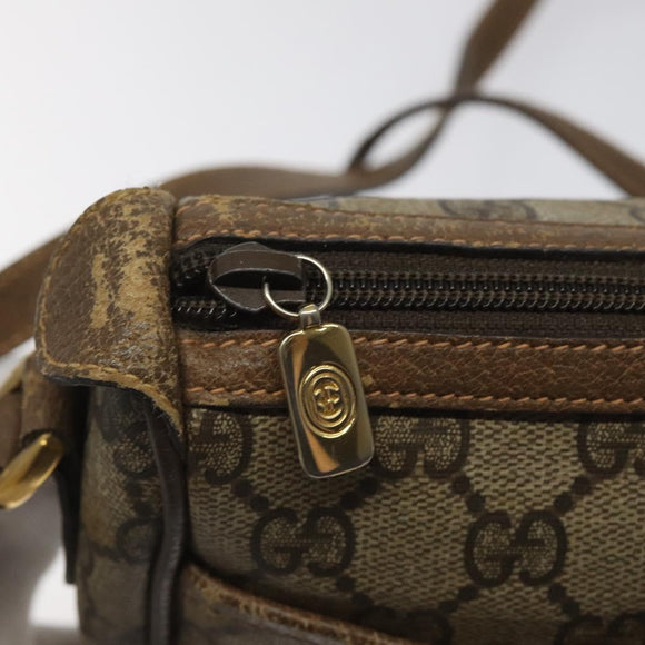 GUCCI GG Supreme Web Sherry Line Bag PVC Beige Gold 89 02 032 Auth hk2475