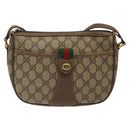 GUCCI GG Supreme Web Sherry Line Bag PVC Beige Gold 89 02 032 Auth hk2475-13