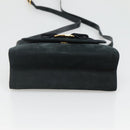Salvatore Ferragamo Hand Bag Suede 2way Black Gold Auth hk2486-5