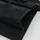 Salvatore Ferragamo Hand Bag Suede 2way Black Gold Auth hk2486-15
