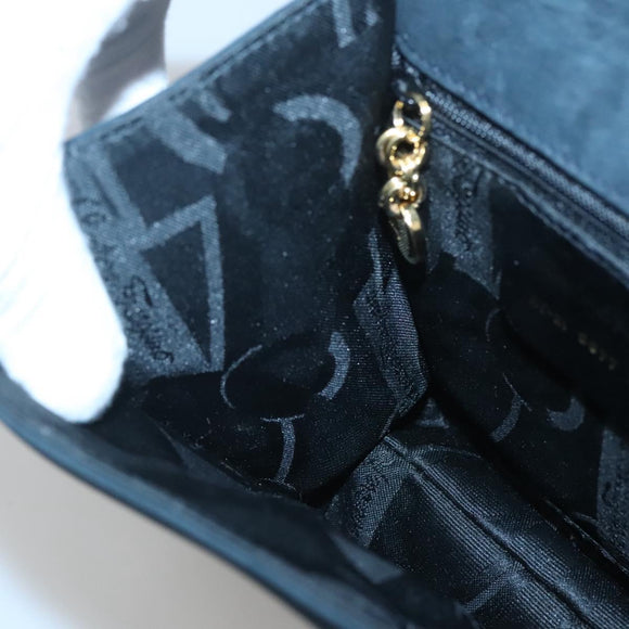 Salvatore Ferragamo Hand Bag Suede 2way Black Gold Auth hk2486