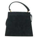 Salvatore Ferragamo Hand Bag Suede 2way Black Gold Auth hk2486-2