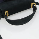 Salvatore Ferragamo Hand Bag Suede 2way Black Gold Auth hk2486-7