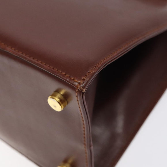 Salvatore Ferragamo Hand Bag Leather 2way Brown Gold Auth hk2487
