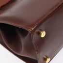 Salvatore Ferragamo Hand Bag Leather 2way Brown Gold Auth hk2487-14