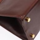 Salvatore Ferragamo Hand Bag Leather 2way Brown Gold Auth hk2487-16