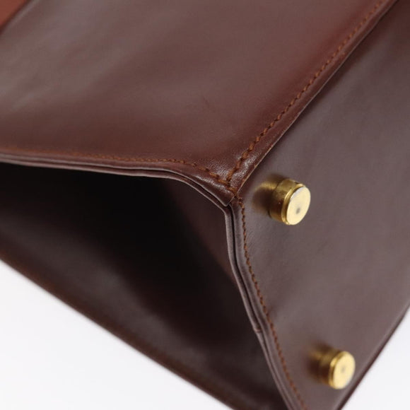 Salvatore Ferragamo Hand Bag Leather 2way Brown Gold Auth hk2487