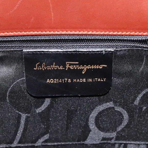 Salvatore Ferragamo Hand Bag Leather 2way Brown Gold Auth hk2487