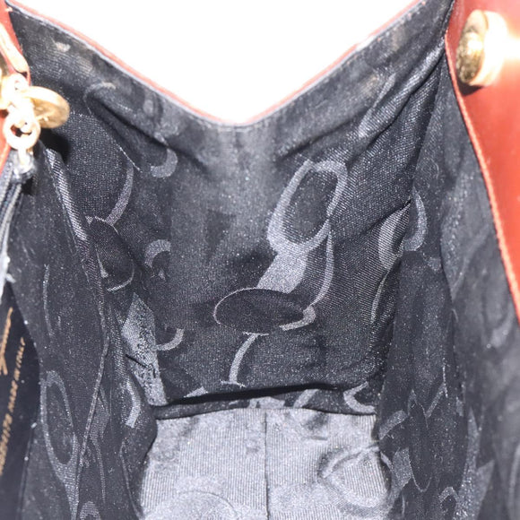 Salvatore Ferragamo Hand Bag Leather 2way Brown Gold Auth hk2487