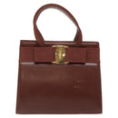 Salvatore Ferragamo Hand Bag Leather 2way Brown Gold Auth hk2487-13
