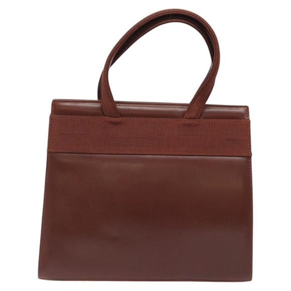 Salvatore Ferragamo Hand Bag Leather 2way Brown Gold Auth hk2487