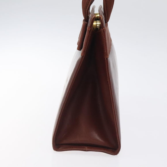 Salvatore Ferragamo Hand Bag Leather 2way Brown Gold Auth hk2487