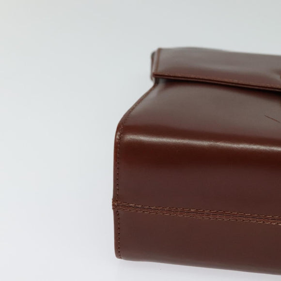 Salvatore Ferragamo Shoulder Bag Leather Brown Gold Auth hk2488