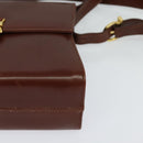 Salvatore Ferragamo Shoulder Bag Leather Brown Gold Auth hk2488-14