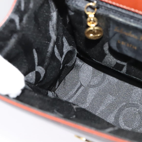 Salvatore Ferragamo Shoulder Bag Leather Brown Gold Auth hk2488