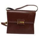 Salvatore Ferragamo Shoulder Bag Leather Brown Gold Auth hk2488-13