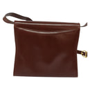 Salvatore Ferragamo Shoulder Bag Leather Brown Gold Auth hk2488-2