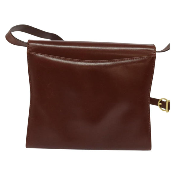 Salvatore Ferragamo Shoulder Bag Leather Brown Gold Auth hk2488