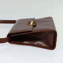 Salvatore Ferragamo Shoulder Bag Leather Brown Gold Auth hk2488-3