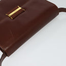 Salvatore Ferragamo Shoulder Bag Leather Brown Gold Auth hk2488-6