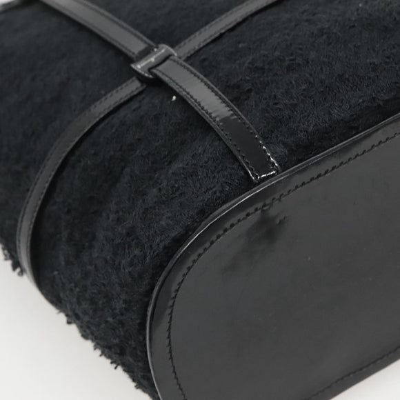 Salvatore Ferragamo Hand Bag Pile Black Gold Auth hk2489