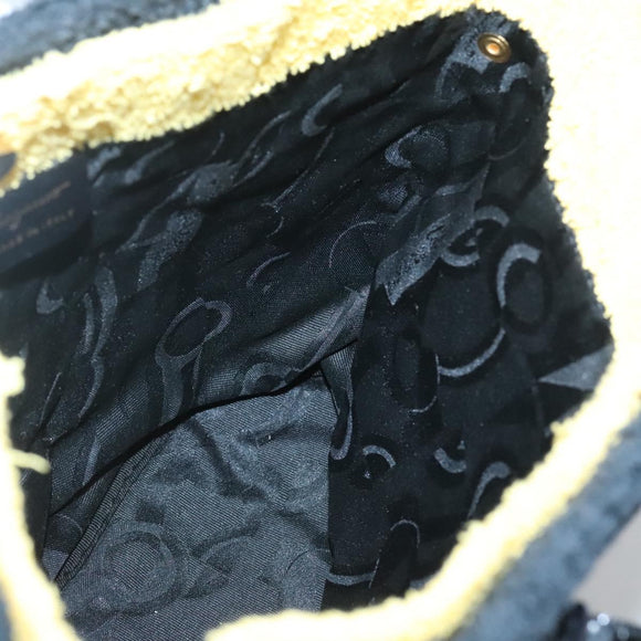 Salvatore Ferragamo Hand Bag Pile Black Gold Auth hk2489