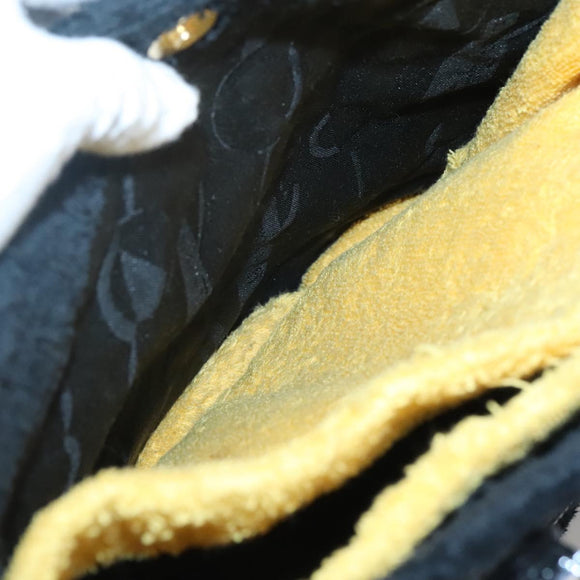 Salvatore Ferragamo Hand Bag Pile Black Gold Auth hk2489