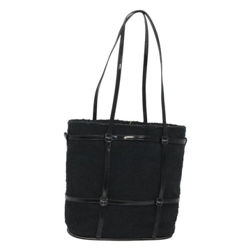 Salvatore Ferragamo Hand Bag Pile Black Gold Auth hk2489