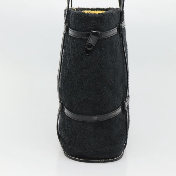 Salvatore Ferragamo Hand Bag Pile Black Gold Auth hk2489