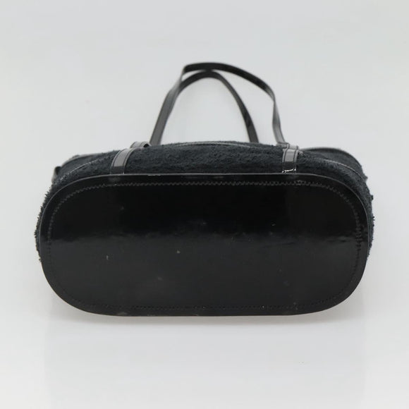 Salvatore Ferragamo Hand Bag Pile Black Gold Auth hk2489