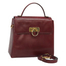 Salvatore Ferragamo Hand Bag Leather 2way Bordeaux Gold Auth hk2490-1
