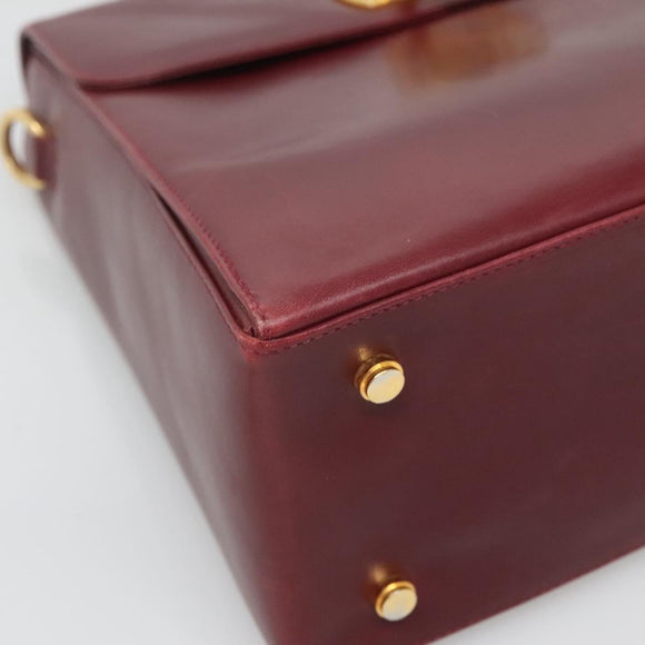 Salvatore Ferragamo Hand Bag Leather 2way Bordeaux Gold Auth hk2490