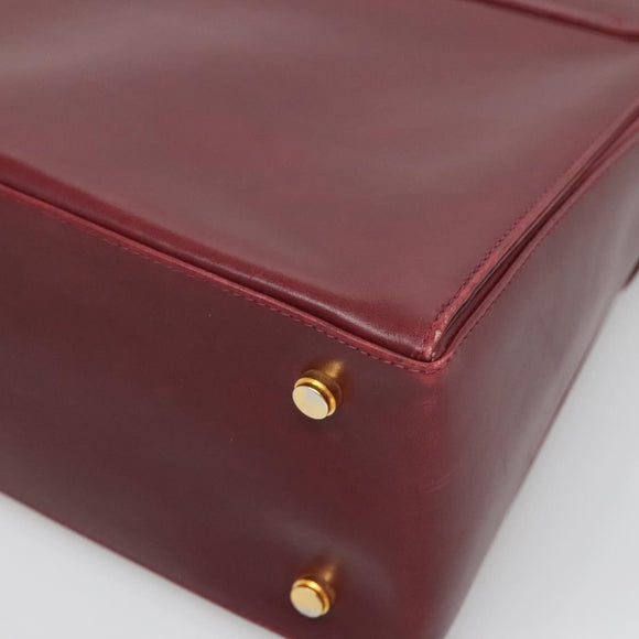 Salvatore Ferragamo Hand Bag Leather 2way Bordeaux Gold Auth hk2490