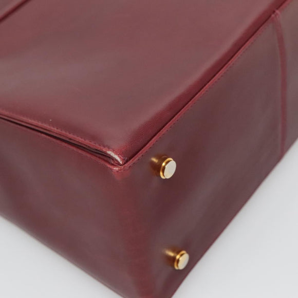 Salvatore Ferragamo Hand Bag Leather 2way Bordeaux Gold Auth hk2490