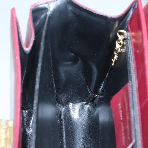 Salvatore Ferragamo Hand Bag Leather 2way Bordeaux Gold Auth hk2490